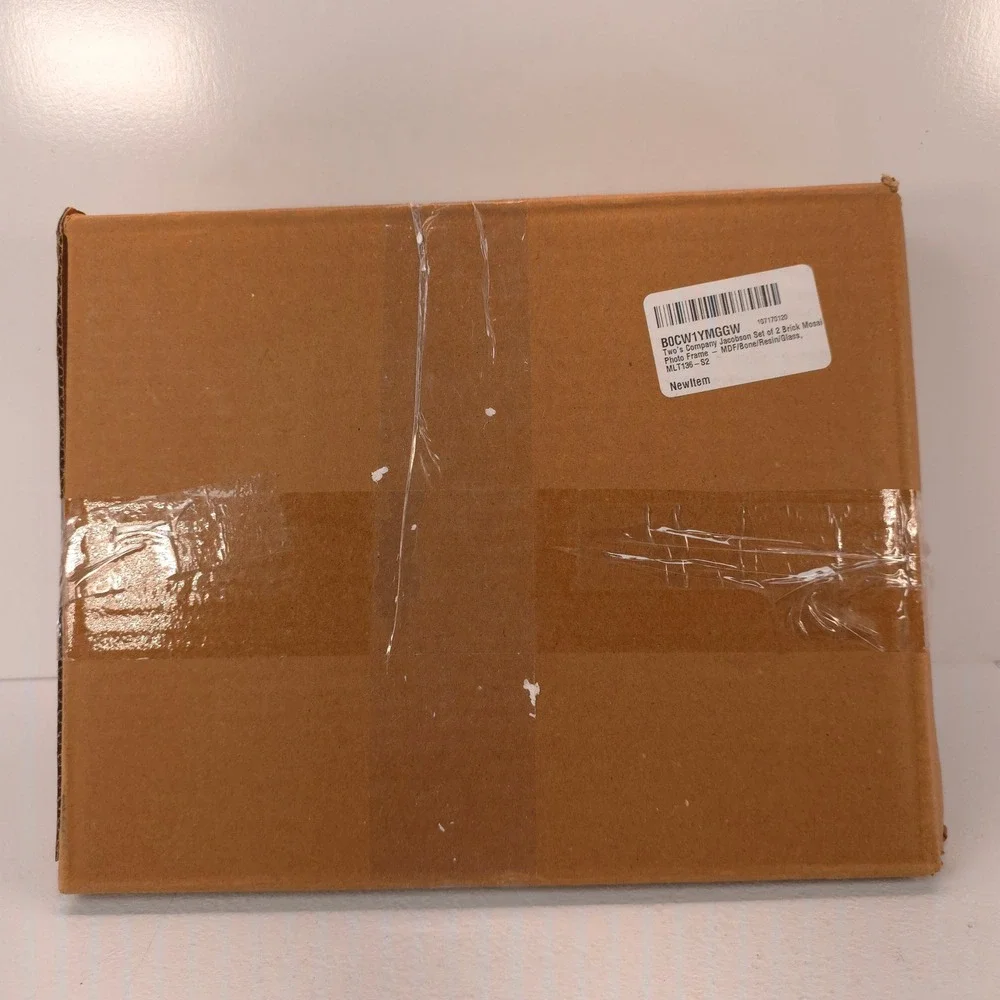 2 PK Two's Company Jacobson Brick Mosaic Photo Frame Bone Resin 4x6 5x7 Brown